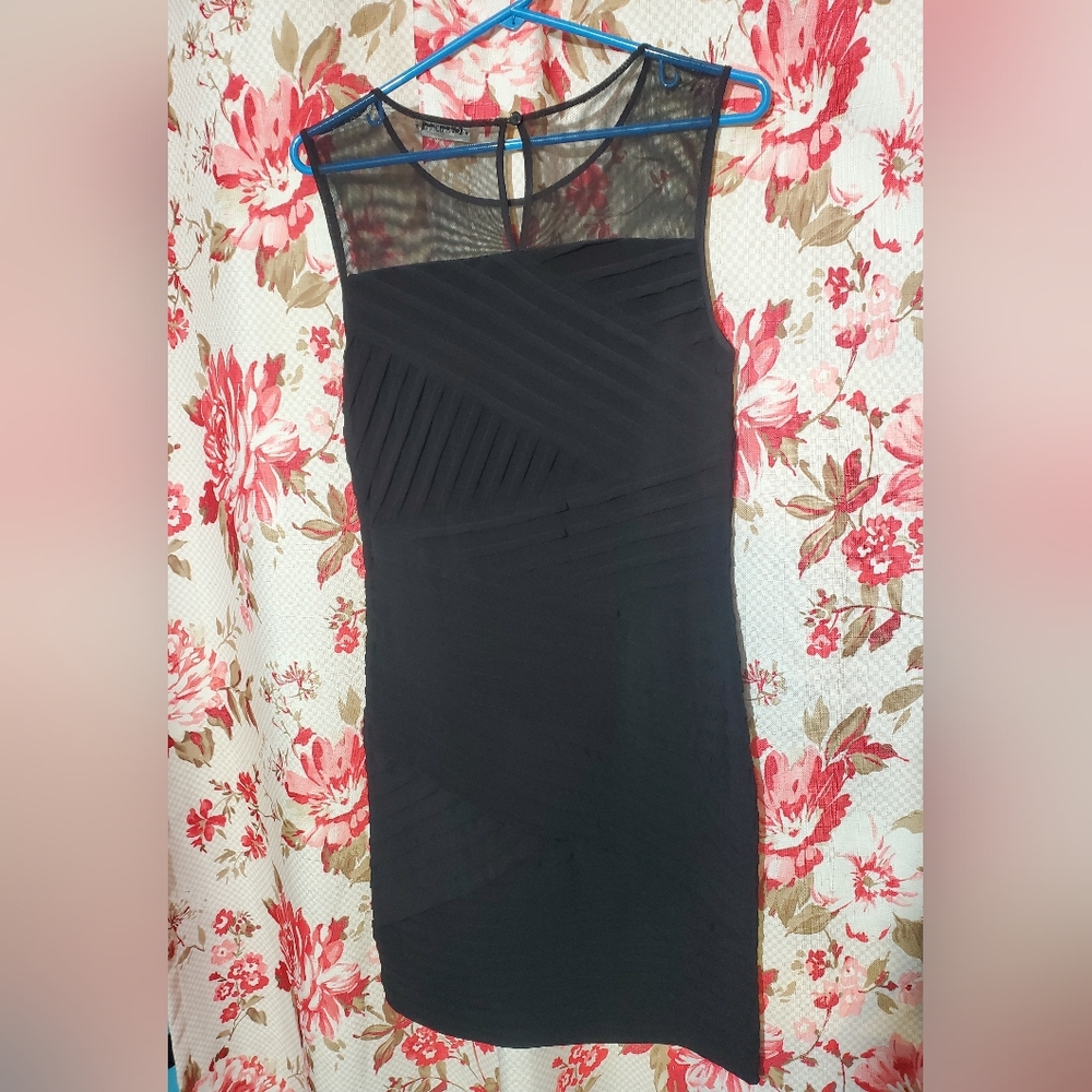 Calvin Klein Black Mesh Panel Mini Dress 10 - Picture 6 of 6